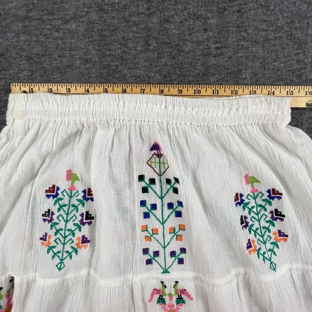 Melissa Odabash Pixi Maxi Skirt White Embroidered Cotton Size M Rare Sample Boho - Picture 7 of 11